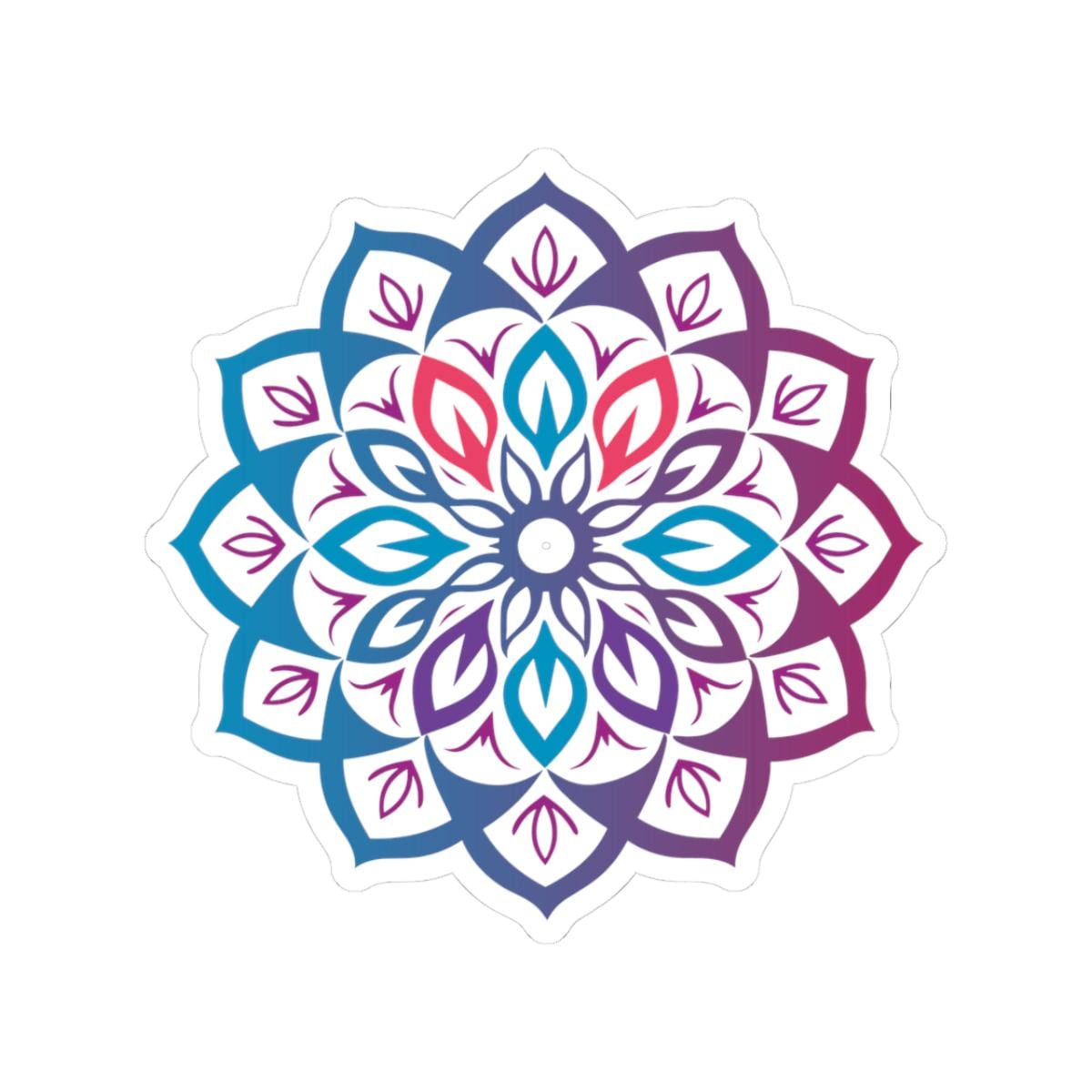 ColorFlow Boho Mandala Sticker | Rainbow Gradient Sacred Geometry Vinyl Decal (Journals, Laptops)