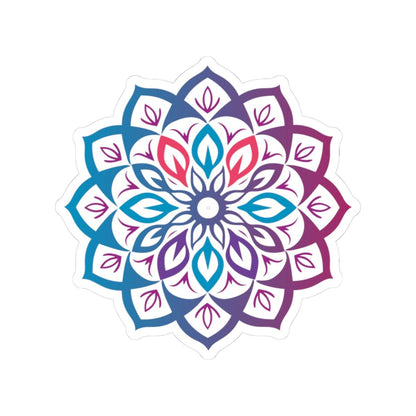 ColorFlow Boho Mandala Sticker | Rainbow Gradient Sacred Geometry Vinyl Decal (Journals, Laptops)