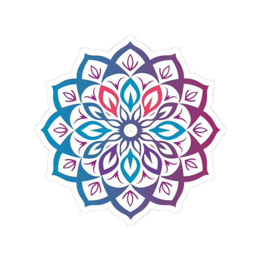 ColorFlow Boho Mandala Sticker | Rainbow Gradient Sacred Geometry Vinyl Decal (Journals, Laptops)