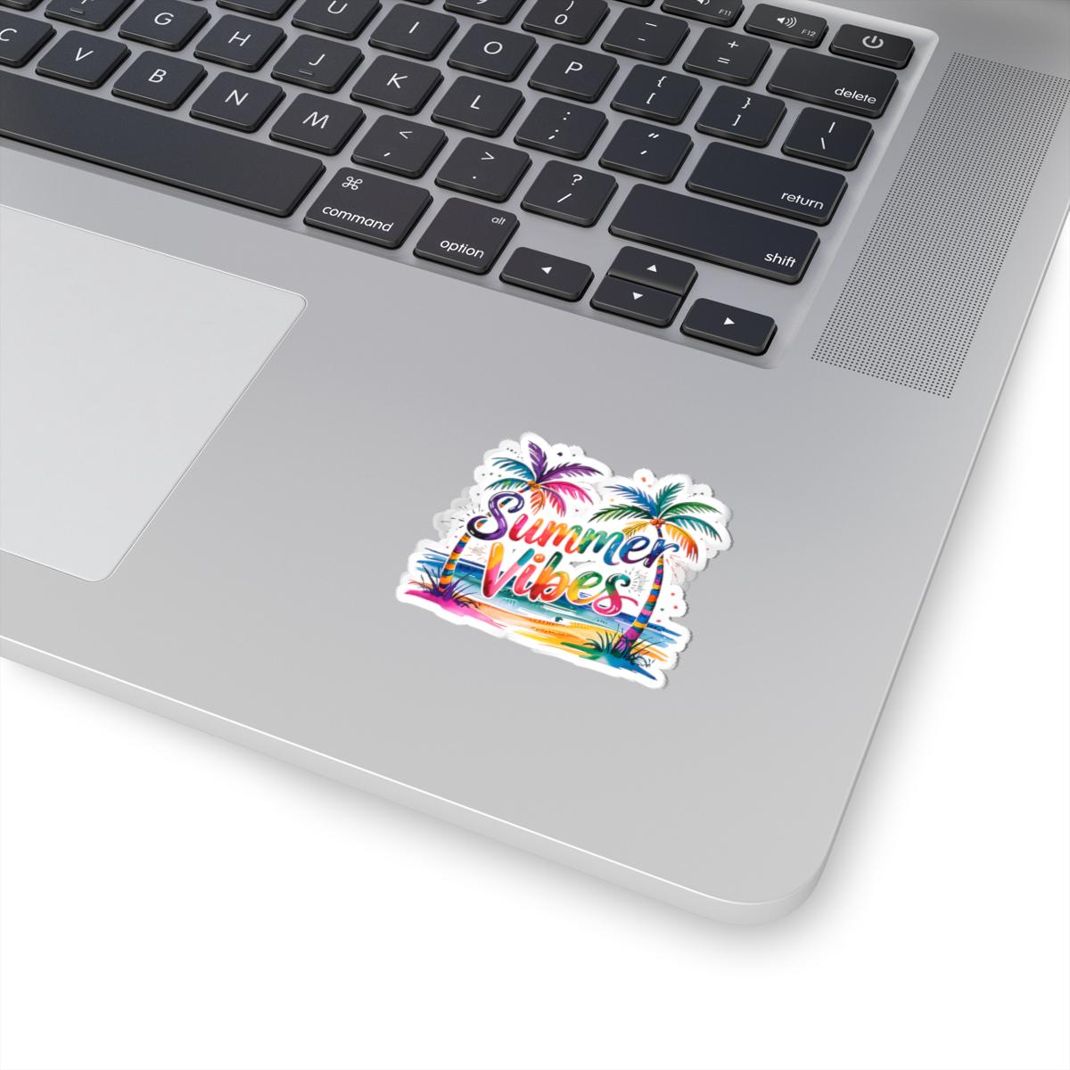 Summer Vibes Sticker | Rainbow Beach Palm Tree Vinyl Decal