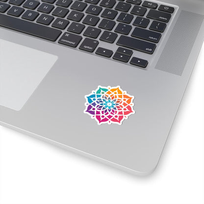 ColorFlow Rainbow Mandala Sticker | Sacred Geometry Vinyl Decal (Laptop, Journal)