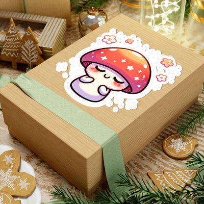 Meditating Mushroom Sticker | Kawaii Pastel Toadstool Vinyl Decal