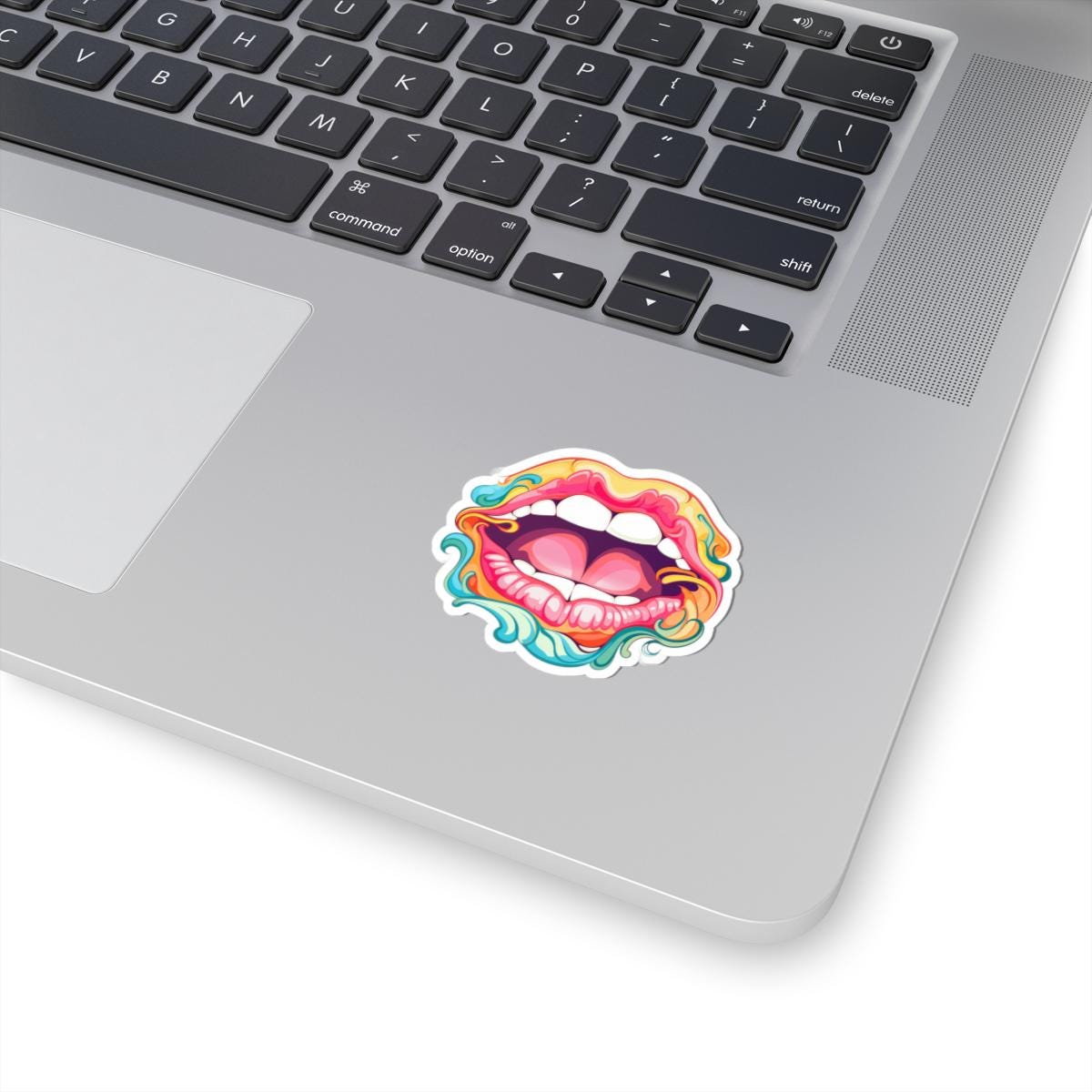ColorFlow | Screaming Lips Sticker | Trippy Pop Art Kiss Cut Decal | Psychedelic Mouth Vinyl