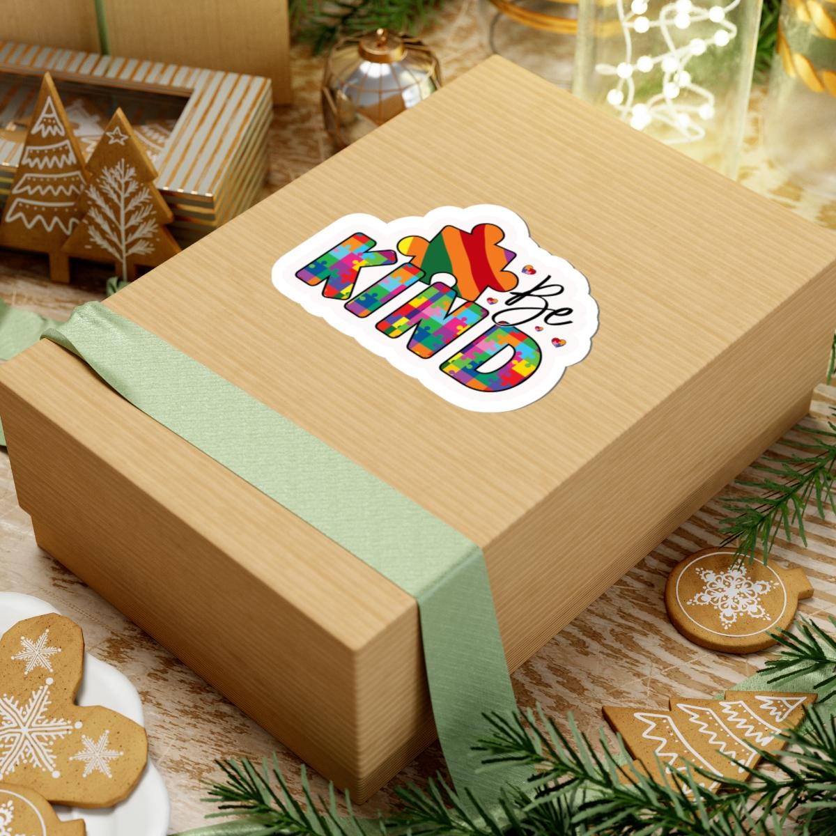 ColorFlow | Be Kind Vinyl Sticker | Heart Puzzle Compassion Autism Support Design