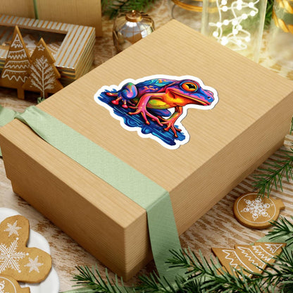 Vibrant Electric Frog Vinyl Sticker | Waterproof Art Decal for Laptops, Bottles