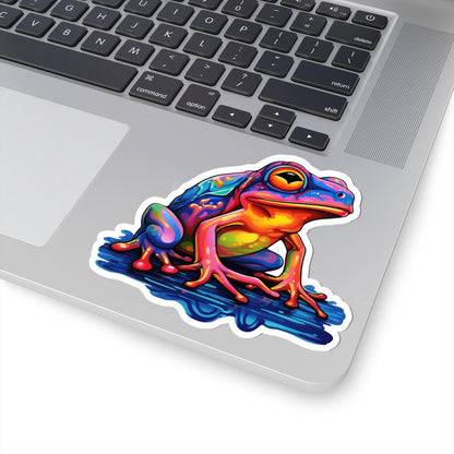 Vibrant Electric Frog Vinyl Sticker | Waterproof Art Decal for Laptops, Bottles