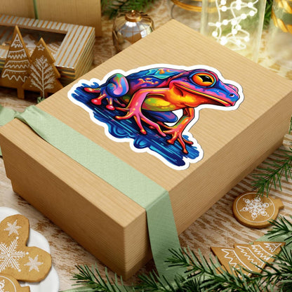 Vibrant Electric Frog Vinyl Sticker | Waterproof Art Decal for Laptops, Bottles