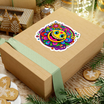 Heart Happy Emoji Sticker | Rainbow Smiley Face Flower Vinyl Decal