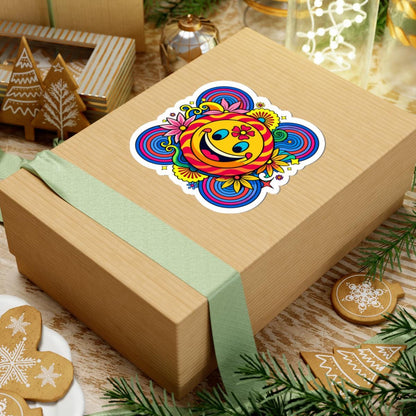 Retro Flower Power Smiley Sticker | Groovy Happy Face Vinyl Decal