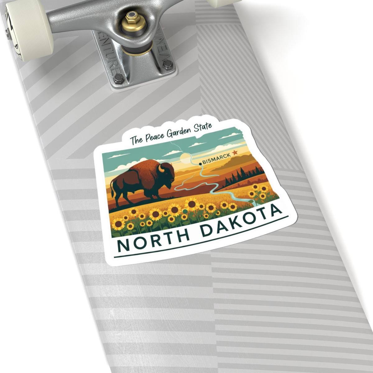 North Dakota Bison Sunflower Sticker | Waterproof Durable State Decal USA
