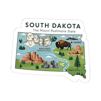 South Dakota Sticker Pack | Mount Rushmore, Badlands, Bison Art (Waterproof)