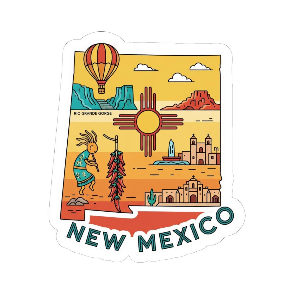 New Mexico State Vinyl Sticker | Waterproof Southwest Art Decal