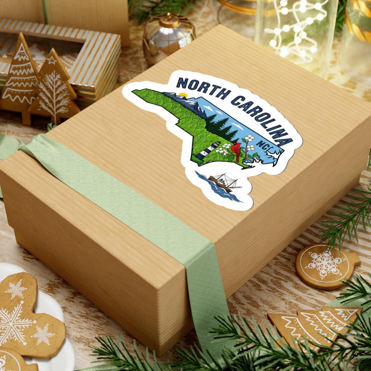 North Carolina State Sticker | Cardinal Art, Mountains, Lighthouse Decal