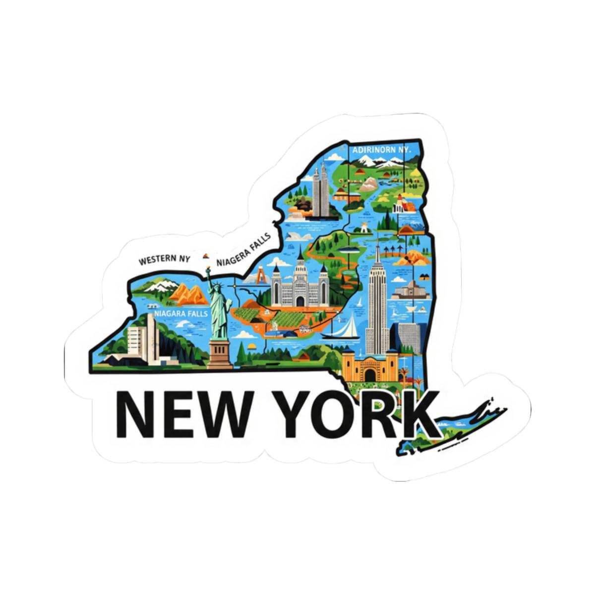New York State Map Sticker | Waterproof Vinyl Decal, USA Made City Art