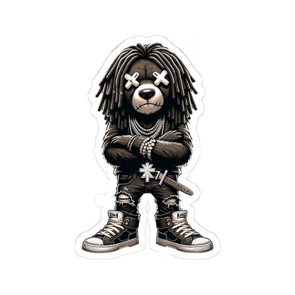 Dreadlock Bear Vinyl Sticker | Urban Streetwear, Dark (Glossy or Matte)