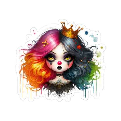Split Hair Clowncore Sticker | Sad Clown Goth Art Vinyl Decal