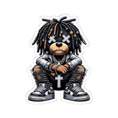 Dreadlock Bear Vinyl Sticker | Urban Gothic Streetwear Art (Glossy or Matte)