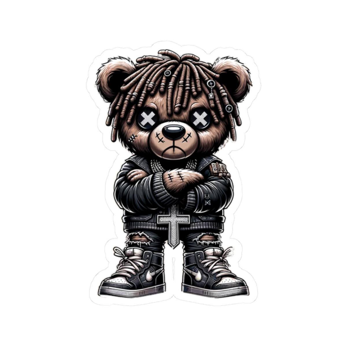 Dreadlock Bear Vinyl Sticker | Gothic Streetwear Gamer Art (Glossy or Matte)