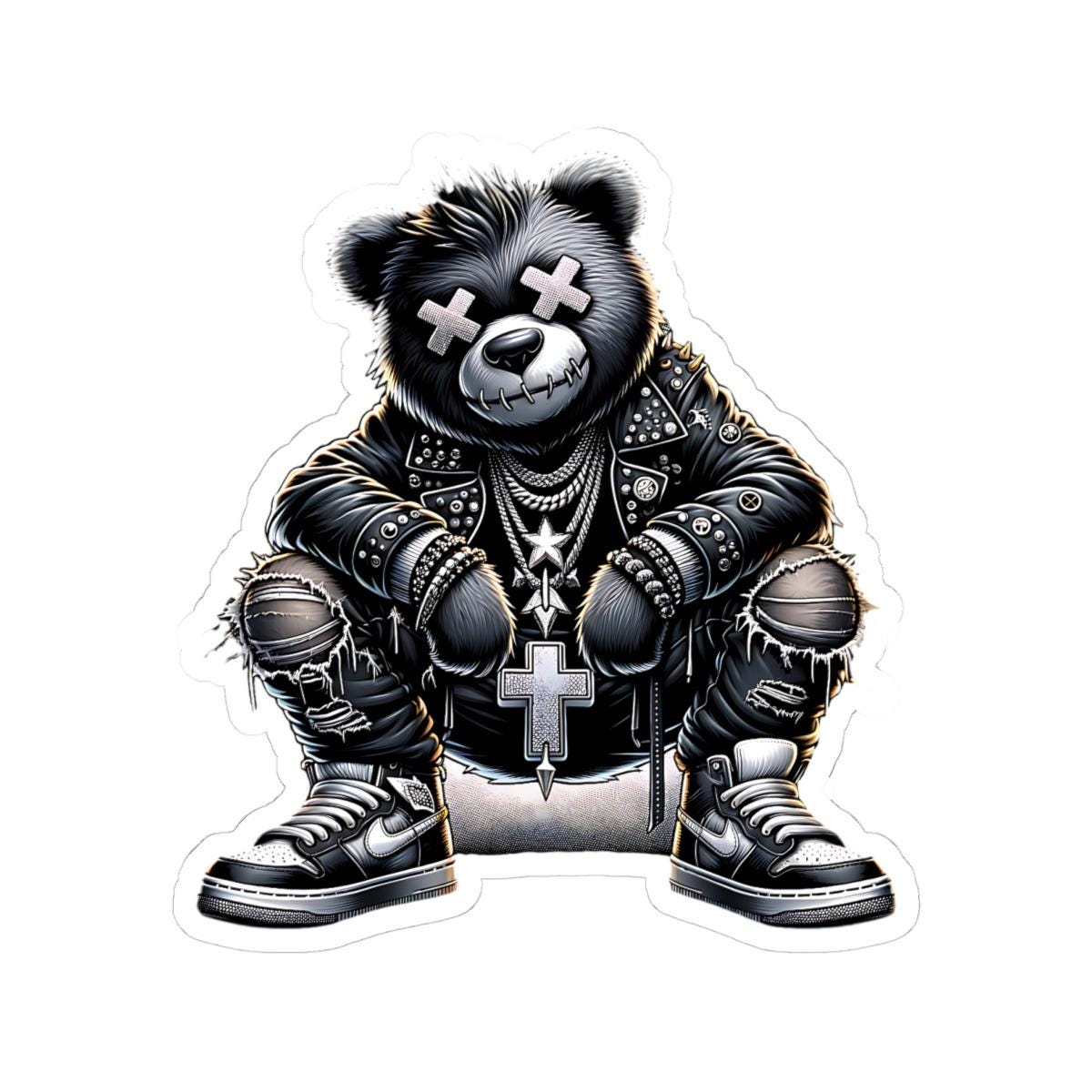 Gothic Bear Vinyl Sticker | Punk Streetwear Gamer Art (Glossy or Matte)