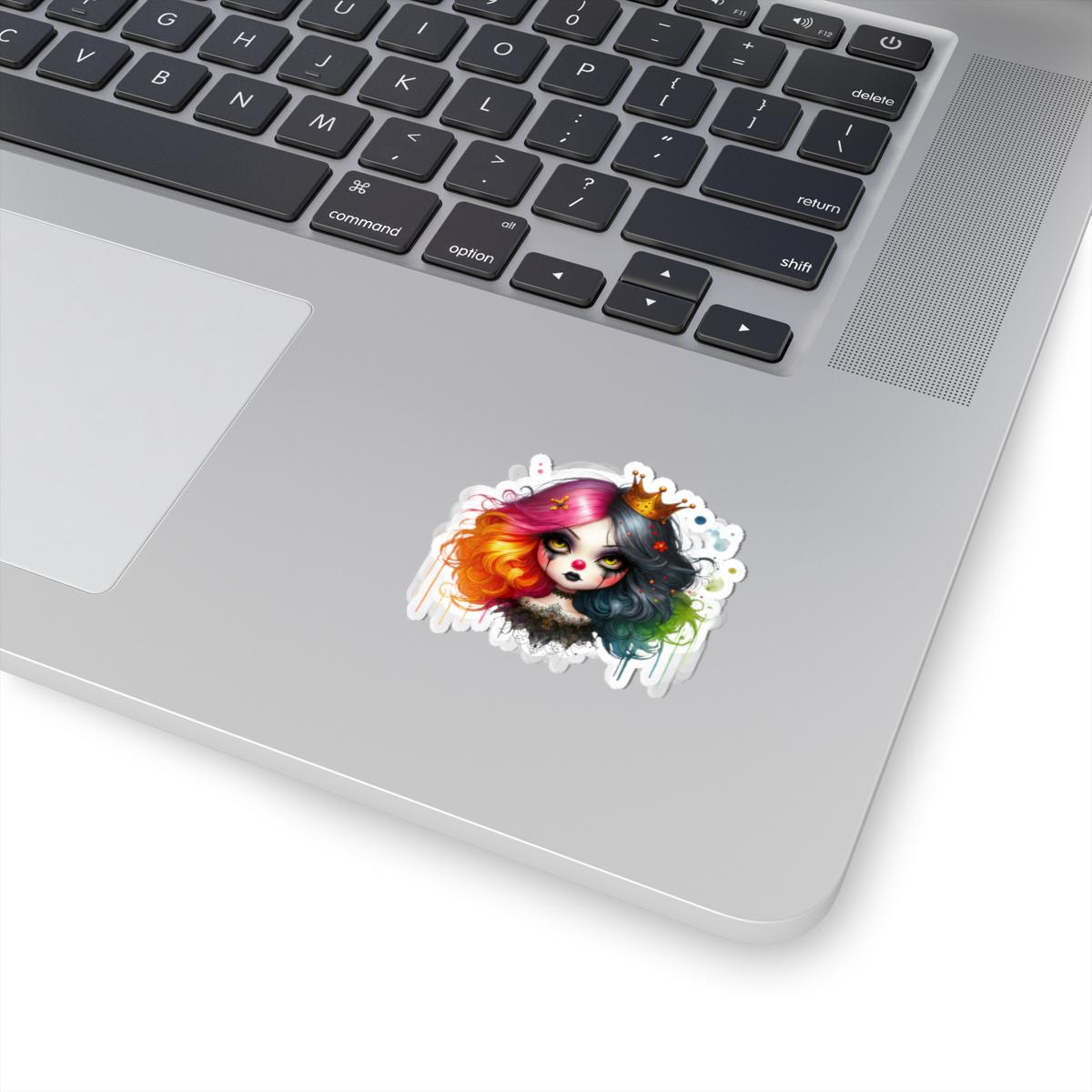 Split Hair Clowncore Sticker | Sad Clown Goth Art Vinyl Decal