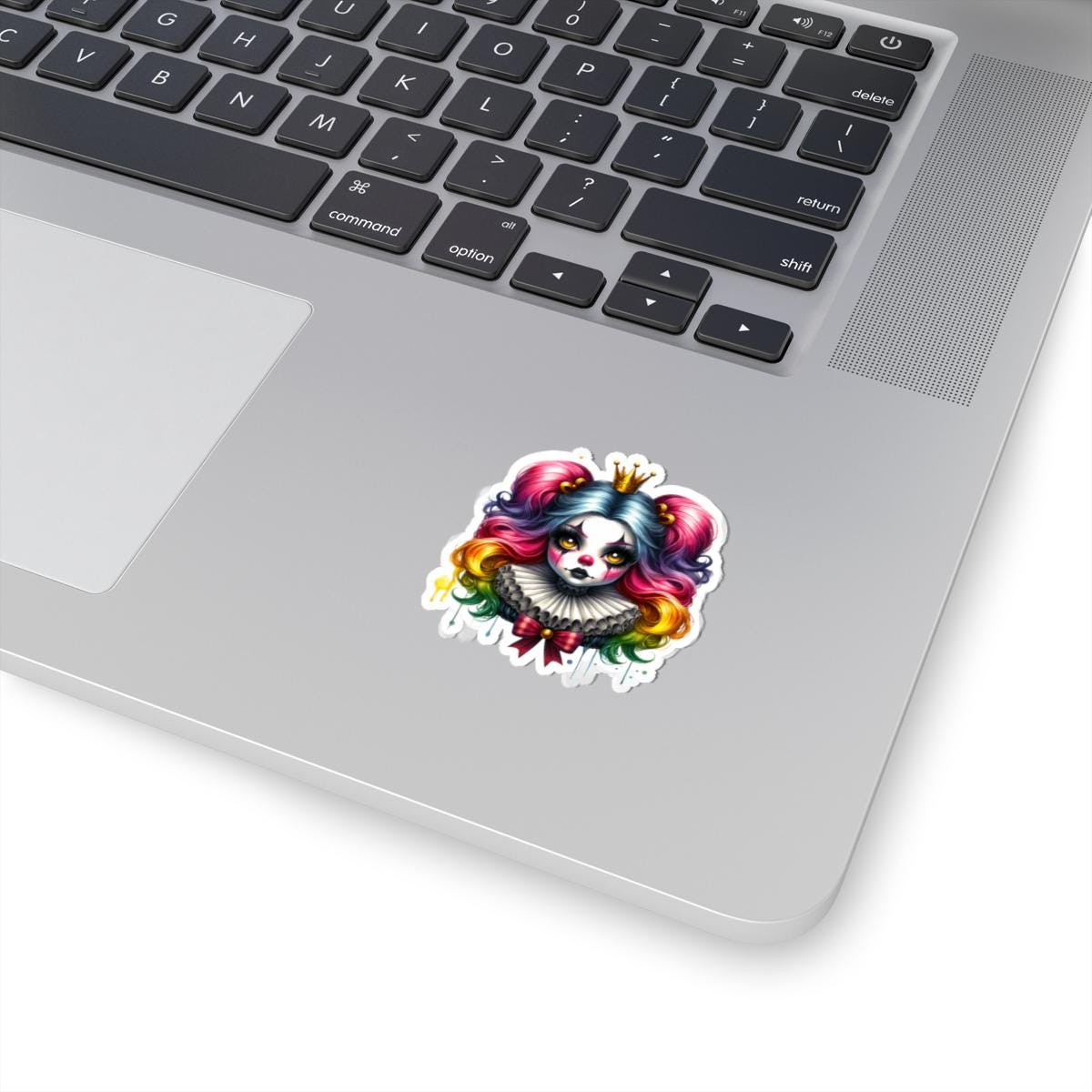 Rainbow Clowncore Sticker | Pastel Goth Doll Crown Decal (Vinyl)