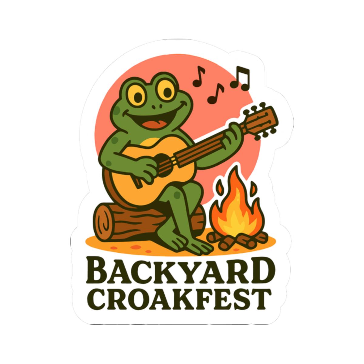Guitar Playing Frog Sticker | Campfire Music Vinyl Decal