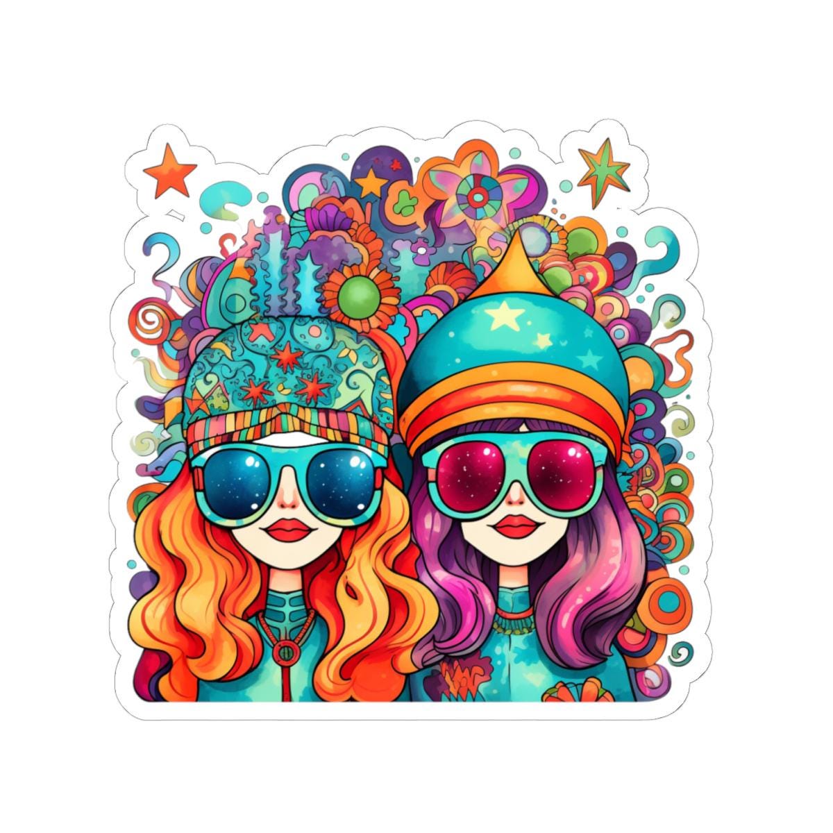 Groovy Girls Sticker | Psychedelic Retro Vinyl Decal (Waterproof)
