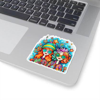 Groovy Friends Sticker | Trippy Retro 70s Vinyl Art (Waterproof)