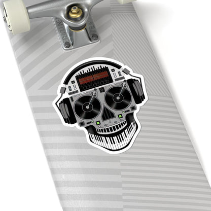 DJ Skull Turntable Sticker | Waterproof Vinyl EDM Music Headphones (Glossy)