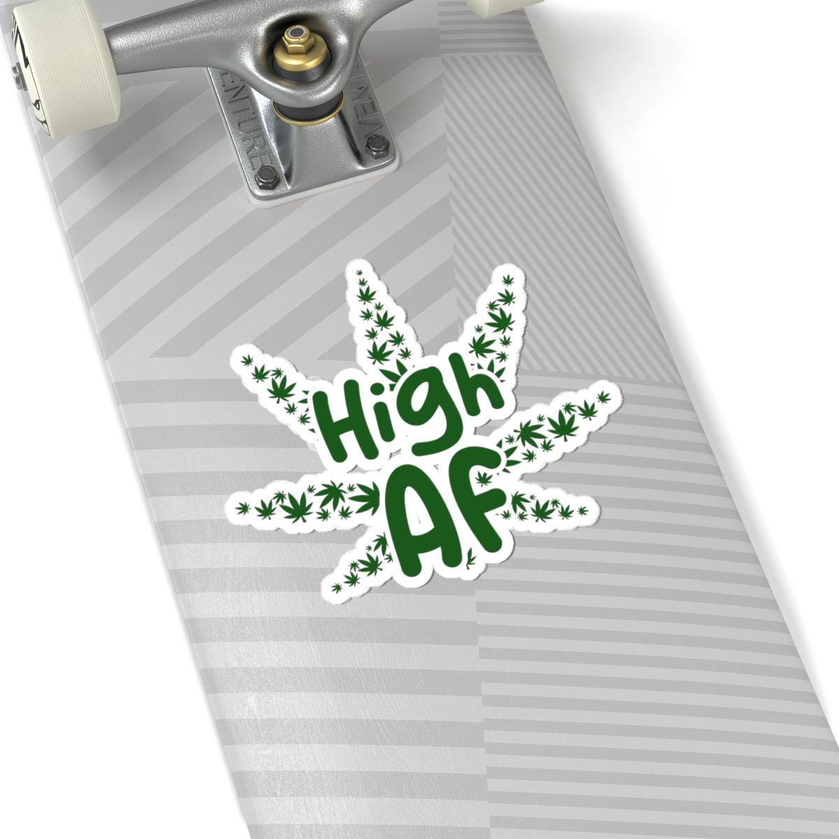 ColorFlow | High AF Weed Sticker Waterproof Vinyl Funny Cannabis Leaf Stoner Decal for Hydro Flask Laptop Smoke Box Pothead Gift