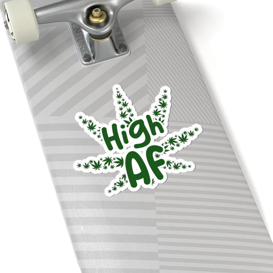 ColorFlow | High AF Weed Sticker Waterproof Vinyl Funny Cannabis Leaf Stoner Decal for Hydro Flask Laptop Smoke Box Pothead Gift