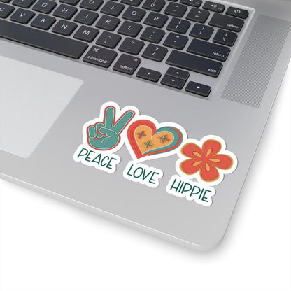 ColorFlow | Peace Love Hippie Sticker Retro Groovy Decal 70s Flower Power Art Waterproof Kiss Cut Vinyl Aesthetic Boho Laptop Sticker