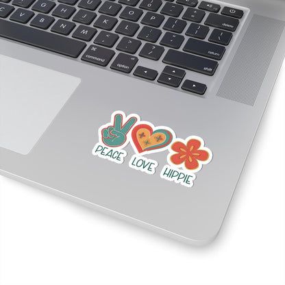 ColorFlow | Peace Love Hippie Sticker Retro Groovy Decal 70s Flower Power Art Waterproof Kiss Cut Vinyl Aesthetic Boho Laptop Sticker