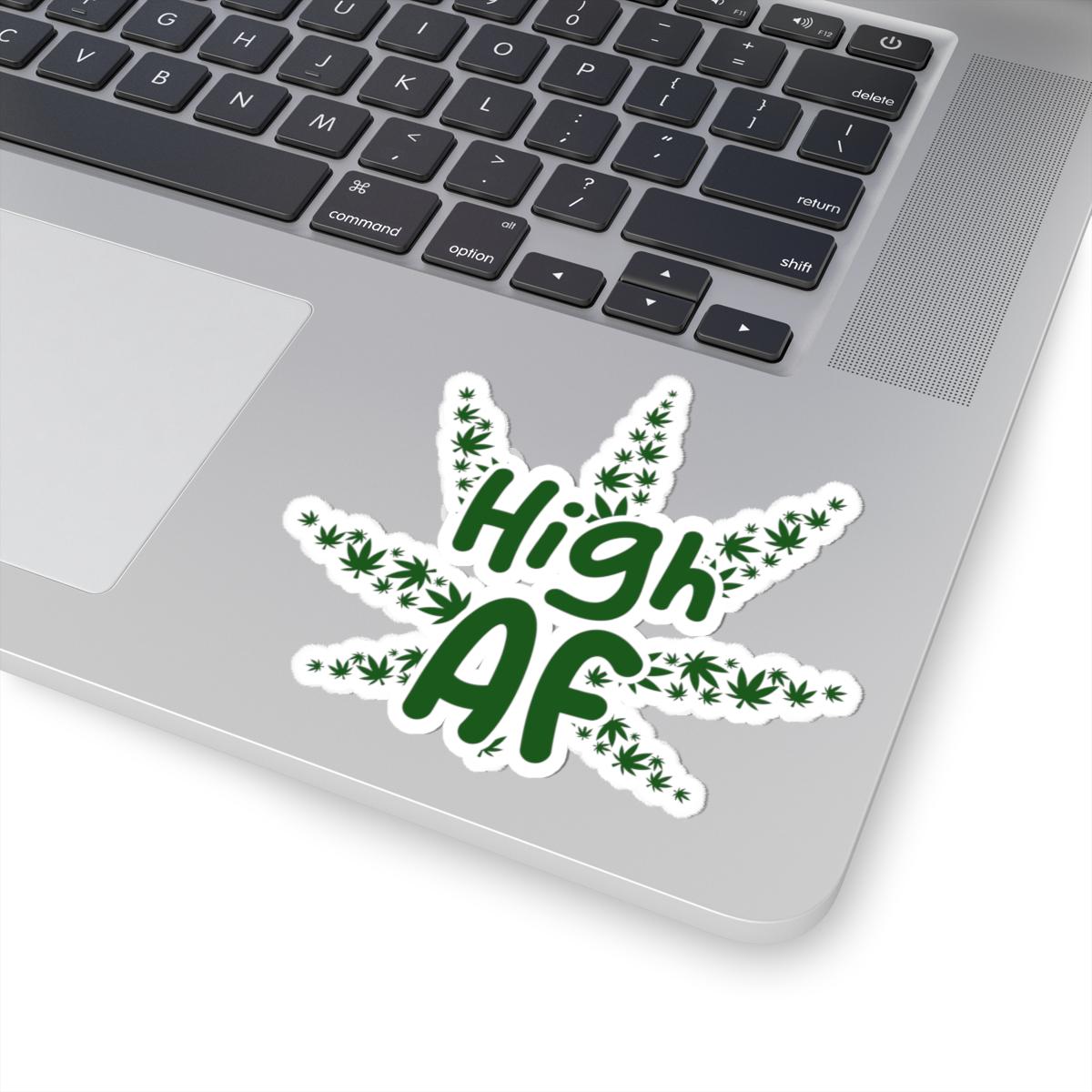 ColorFlow | High AF Weed Sticker Waterproof Vinyl Funny Cannabis Leaf Stoner Decal for Hydro Flask Laptop Smoke Box Pothead Gift