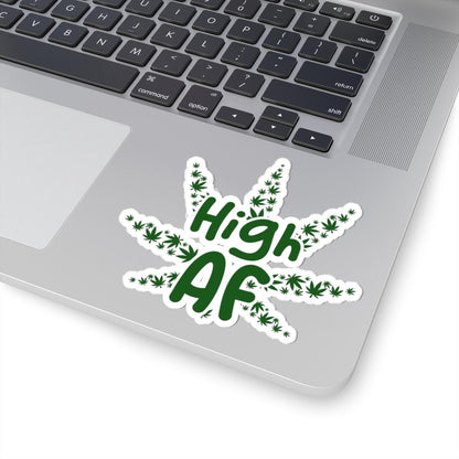 ColorFlow | High AF Weed Sticker Waterproof Vinyl Funny Cannabis Leaf Stoner Decal for Hydro Flask Laptop Smoke Box Pothead Gift