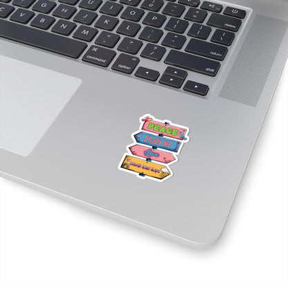 ColorFlow | Peace Love Hope Sticker Retro Signpost Motivational Vinyl Decal Waterproof Hippie Positive Quote Glossy Kiss Cut Sticker