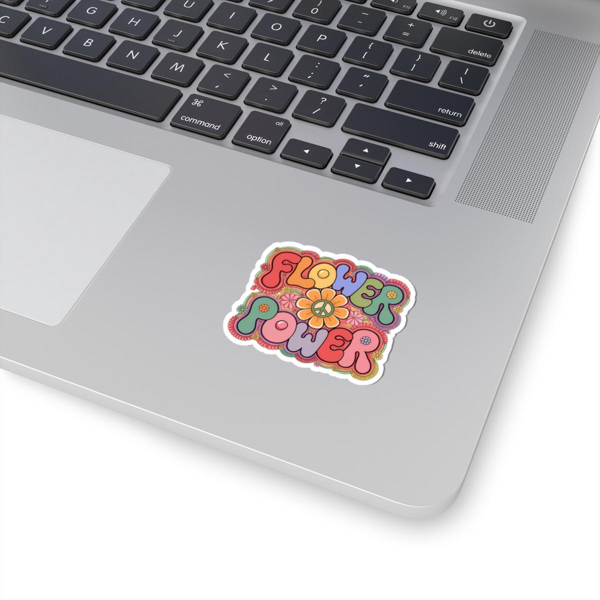 Flower Power Peace Sign Sticker | Groovy Retro Boho Floral Decal (Glossy)
