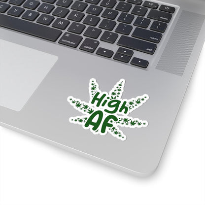 ColorFlow | High AF Weed Sticker Waterproof Vinyl Funny Cannabis Leaf Stoner Decal for Hydro Flask Laptop Smoke Box Pothead Gift
