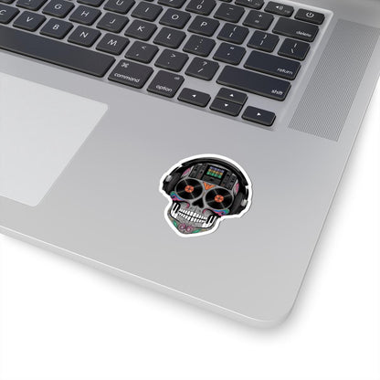 Sugar Skull DJ Sticker | Colorful Turntables, Mixer, Vinyl Music Decal (Waterproof)