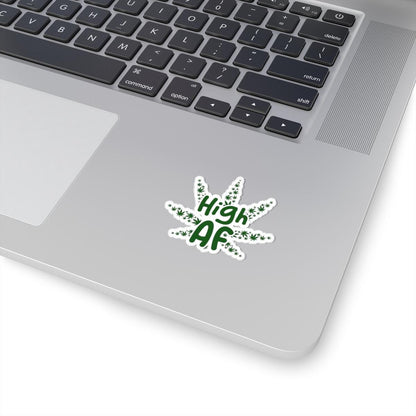 ColorFlow | High AF Weed Sticker Waterproof Vinyl Funny Cannabis Leaf Stoner Decal for Hydro Flask Laptop Smoke Box Pothead Gift