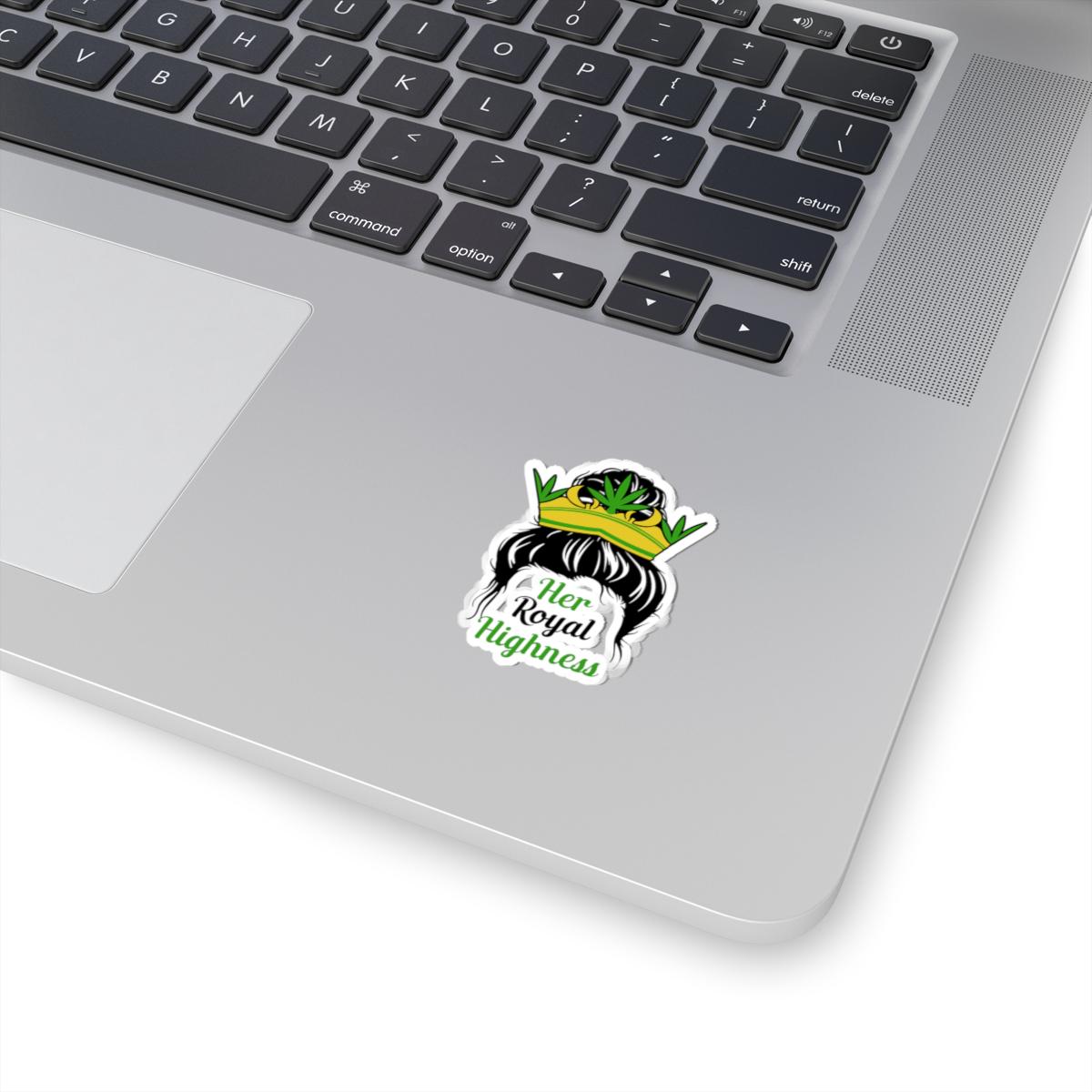 ColorFlow | Her Highness Weed Sticker Waterproof Vinyl Crown Cannabis Leaf Stoner Queen Gift Decal for Laptop Water Bottle Smoke Box