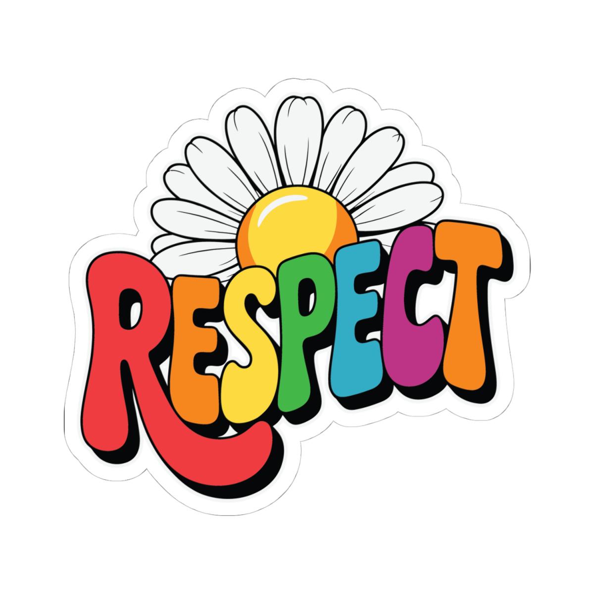 Respect Rainbow Flower Sticker | LGBTQ Daisy Vinyl Decal (Glossy)