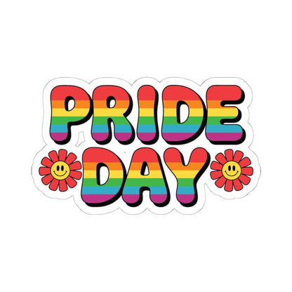 ColorFlow | Pride Day Rainbow Sticker | LGBTQ Glossy Vinyl Sticker | Smiley Flower Queer Kiss Cut Sticker | Pride Month Laptop Decor Gift