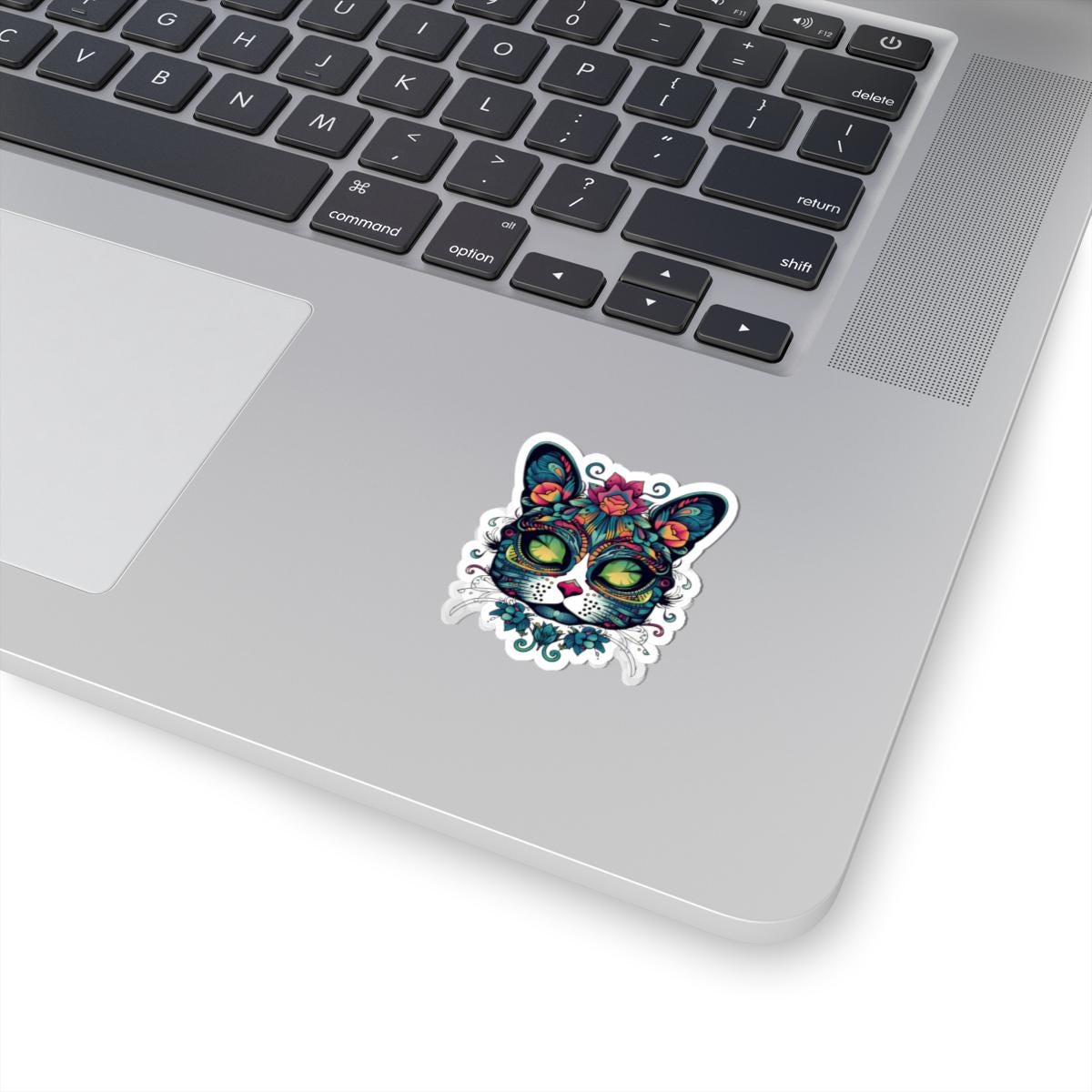 Mystical Botanical Cat Sticker | Psychedelic Floral Feline Vinyl Decal