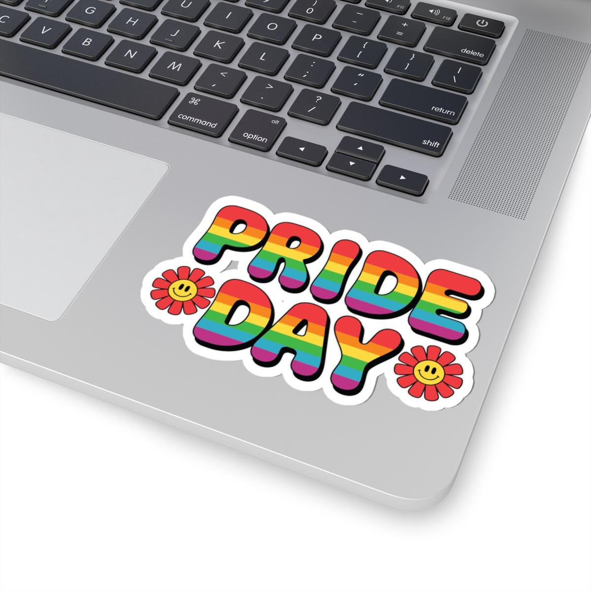 ColorFlow | Pride Day Rainbow Sticker | LGBTQ Glossy Vinyl Sticker | Smiley Flower Queer Kiss Cut Sticker | Pride Month Laptop Decor Gift