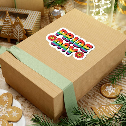 ColorFlow | Pride Day Rainbow Sticker | LGBTQ Glossy Vinyl Sticker | Smiley Flower Queer Kiss Cut Sticker | Pride Month Laptop Decor Gift