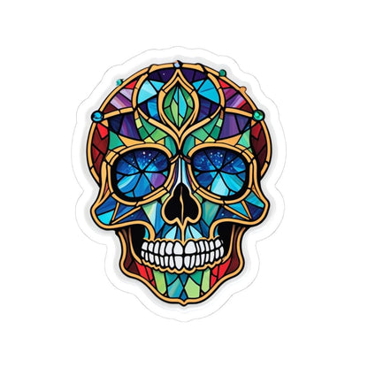 ColorFlow | Stained Glass Skull Sticker | Gothic Rainbow Skull Art Decal for Laptops & Journals