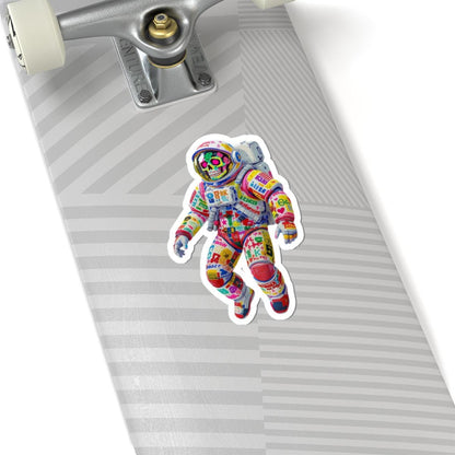 ColorFlow | Neon Skull Astronaut Sticker | Bright Graffiti Space Vinyl Decal for Laptops and Boards