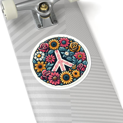 Peace Hope Flower Sticker | Boho Floral Hippie Symbol Vinyl Decal