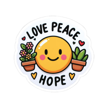 Love Peace Hope Sticker | Smiley Face Potted Plants Decal
